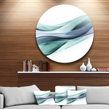 Fractal Lines Grey Blue - Abstract Oversized Circle Metal Wall Art